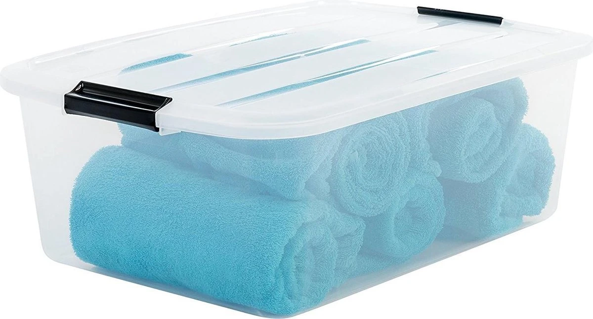 IRIS Topbox Opbergbox - 30 L - Kunststof - 3 Stuks - Transparant 4 IRIS Topbox Opbergbox - 30 L - Kunststof - 3 Stuks - Transparant - Afbeelding 2