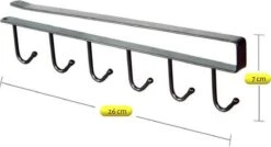 Merkloos Keuken Opbergrek - Ophangrek - Ophanghaken - Glazen Houder - Keukenrail - Panhouder - Handdoekhouder - Kopjes Houder - Organizer Opberger Rek - Zwart -Thuisopslag 1200x650 3