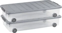 Curver Scotti Onder Het Bed Opbergbox Met Deksel + Wielen - 35L - 2 Stuks - Transparant/Steel