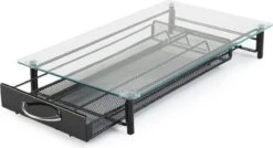 Magnani - Koffie Cup Houder - Met Zwart Metalen Lade - Met Glazenplaat - Rechthoekig - Voor 40 Cups - 40,5 X 23,5 X 7 Cm