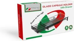 Magnani - Koffie Cup Houder - Met Zwart Metalen Lade - Met Glazenplaat - Rechthoekig - Voor 40 Cups - 40,5 X 23,5 X 7 Cm -Thuisopslag 1200x666 2