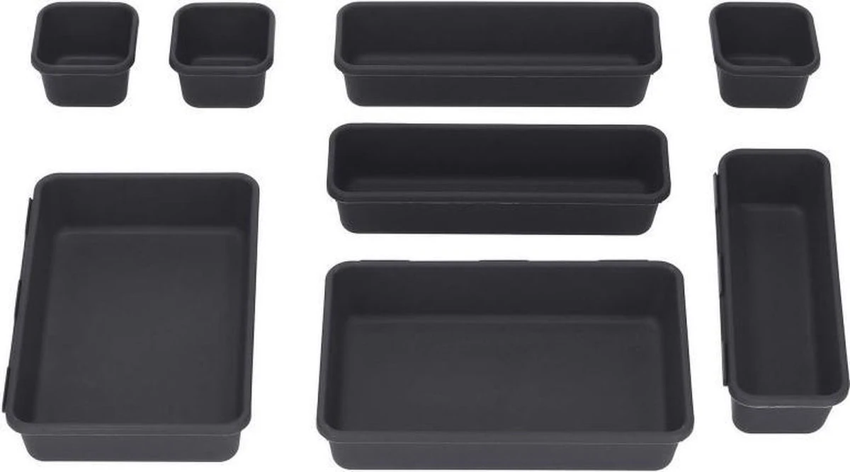 Merkloos Springos Lade Organizer | Opbergbakjes | Lade Verdeler | Voor Keuken En Bureau | Badkamer | Lade Bakjes | Make Up Organizer | 8 Delen | Antraciet 5 Merkloos Springos Lade Organizer | Opbergbakjes | Lade Verdeler | Voor Keuken En Bureau | Badkamer | Lade Bakjes | Make Up Organizer | 8 Delen | Antraciet - Afbeelding 3
