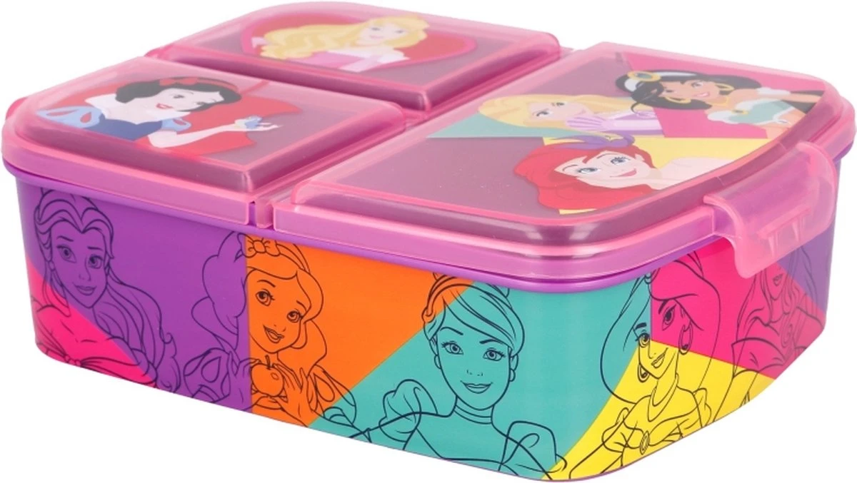 Disney Prinsessen Broodtrommel 3 Vakjes - Officieel Gelicentieerd -18x13 Cm - Brooddoos -Lunchbox 4 Disney Prinsessen Broodtrommel 3 Vakjes - Officieel Gelicentieerd -18x13 Cm - Brooddoos -Lunchbox - Afbeelding 2