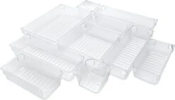 Lade Organizer (Set Van 10) - Doorzichtig Keuken Bakjes - Keukenkastorganizers - Opbergbak / Bewaardoos / Opbergdoos / Lade / Schuiflade Verdeler / Indeling- Blikjes En Pakjes Houder - Fridge / Koelkast Organizer - Transparant Badkamer Opslag Bakje