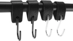 Brute Strength - Leren S-haak Hangers - Zwart - 4 Stuks - 12,5 X 2,5 Cm – Zwart Zilver – Leer - Handdoekhaakjes - Ophanghaken – Kapstokhaak -Thuisopslag 1200x685 3