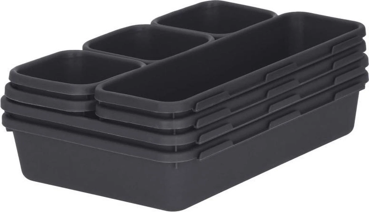 Merkloos Springos Lade Organizer | Opbergbakjes | Lade Verdeler | Voor Keuken En Bureau | Badkamer | Lade Bakjes | Make Up Organizer | 8 Delen | Antraciet 7 Merkloos Springos Lade Organizer | Opbergbakjes | Lade Verdeler | Voor Keuken En Bureau | Badkamer | Lade Bakjes | Make Up Organizer | 8 Delen | Antraciet - Afbeelding 5