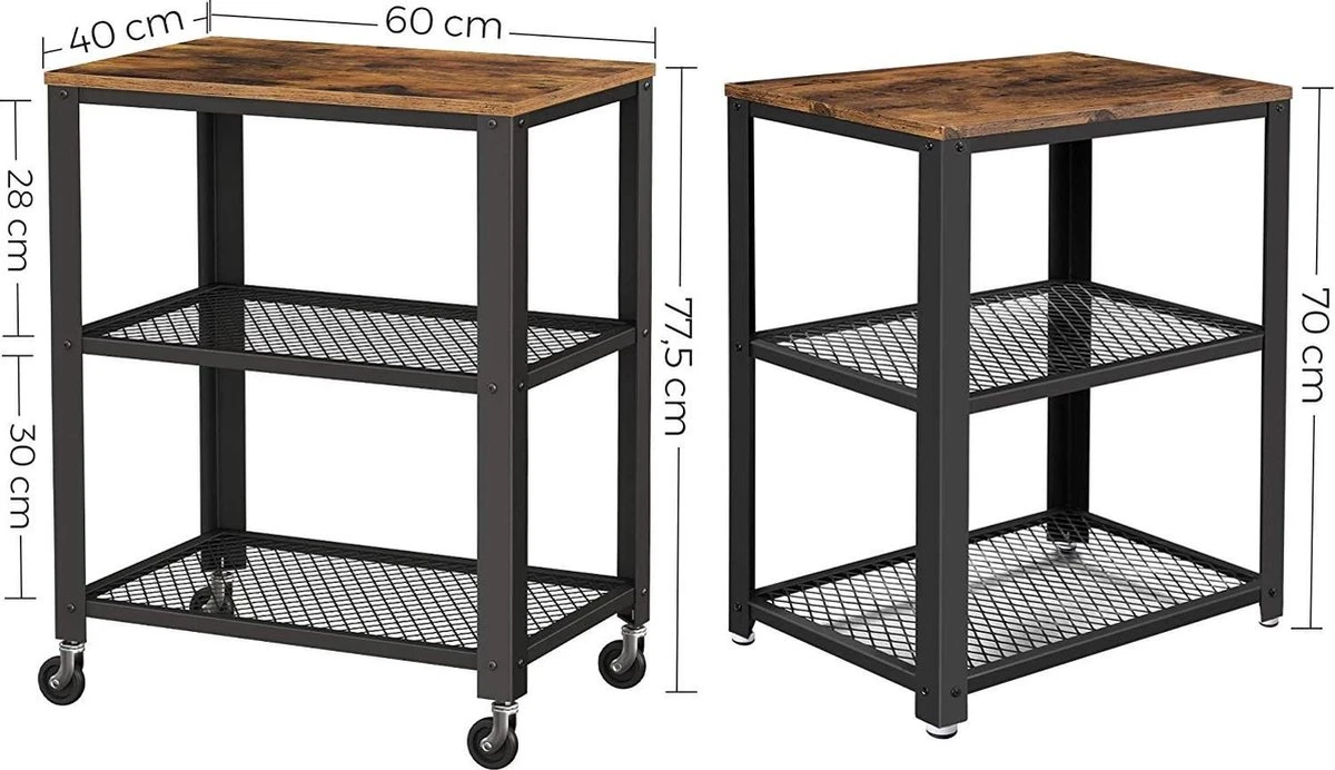 Vasagle Trolley - Keukenwagen - Bijzettafel - Bijzettafels 11 Vasagle Trolley - Keukenwagen - Bijzettafel - Bijzettafels - Afbeelding 9