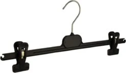 De Kledinghanger Gigant - 10 X Rok / Broekhanger Kunststof Zwart Met Anti-slip Knijpers, 40 Cm