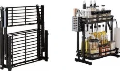 TammaT - Kruidenrek - Kruidenrek Staand - Inklapbare Keukenrek - 3-laags 35x21x56,5CM - Keuken Organizer - Aanrecht Organizer - Keuken Opslag - Roestvrij Staal - Opbergrek - Keuken Organizers - Roestvrij En Krasvrij -Thuisopslag 1200x711