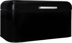 QUVIO Broodtrommel - Brooddoos - Brood Bewaren - Vershouddoos Voor Brood - Brooddoos - Klepdeksel - Scharnierdeksel - Zwart - Ijzer - 9,5 Liter Inhoud - 20 X 30 X 16 Cm -Thuisopslag 1200x726