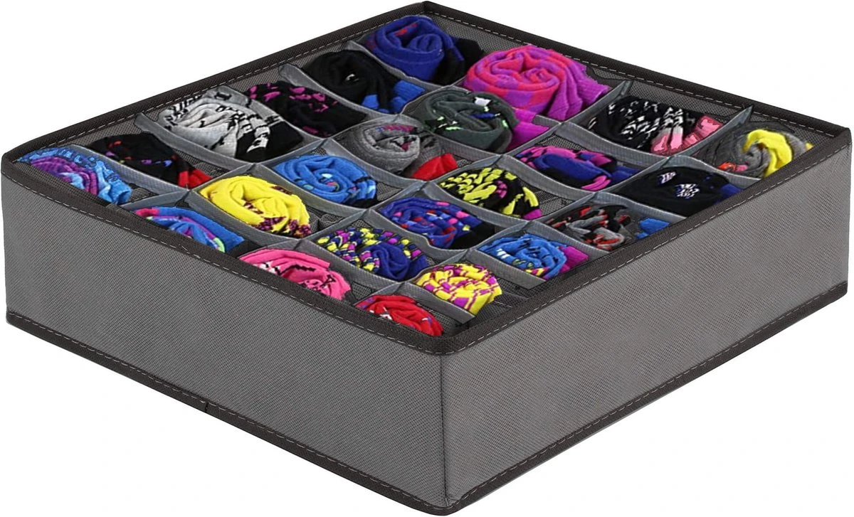 Springos Lade Organizer | Kleding Organizer | Ondergoed Organizer | 24 Vakken | Grijs | 33 X 33 Cm 3 Springos Lade Organizer | Kleding Organizer | Ondergoed Organizer | 24 Vakken | Grijs | 33 X 33 Cm