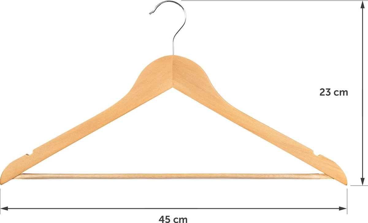 Blumtal - Set Van 10 Kledinghangers - Hoogwaardige Kleerhangers Hout - Antislip - Met Inkepingen - Naturel 5 Blumtal - Set Van 10 Kledinghangers - Hoogwaardige Kleerhangers Hout - Antislip - Met Inkepingen - Naturel - Afbeelding 3