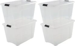 IRIS Topbox Opbergbox - 60L - 4 Stuks - Transparant/Zwart