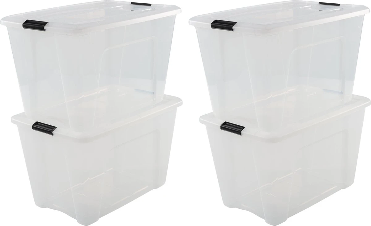 IRIS Topbox Opbergbox - 60L - 4 Stuks - Transparant/Zwart 3 IRIS Topbox Opbergbox - 60L - 4 Stuks - Transparant/Zwart