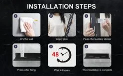 Merkloos Kruidenrek Met Rolhouder, Keuken Organizer, Kruidenrek Met/zonder Boren, Kruidenrek, Wandorganizer Voor Specerijen, Set Van 2 Zwarte Keukenrekken, Kruidenrek Ophangbaar, Wandrek, Staal, Zwart, Keukenrek -Thuisopslag 1200x742 2