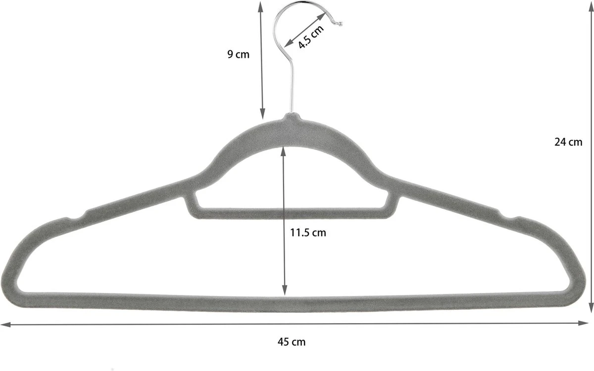 ACAZA 30 Anti-slip Kleerhangers - Ultra-dunne Kledingshangers Met Fluweel - Kapstokken Met Broeklat Of Roklat - Grijs 10 ACAZA 30 Anti-slip Kleerhangers - Ultra-dunne Kledingshangers Met Fluweel - Kapstokken Met Broeklat Of Roklat - Grijs - Afbeelding 8