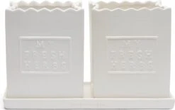 Riviera Maison Kruidenpotten Set, Keuken Kruiden Potten 2 Delig - My Fresh Herbs Kitchen Set - Wit - Keramiek