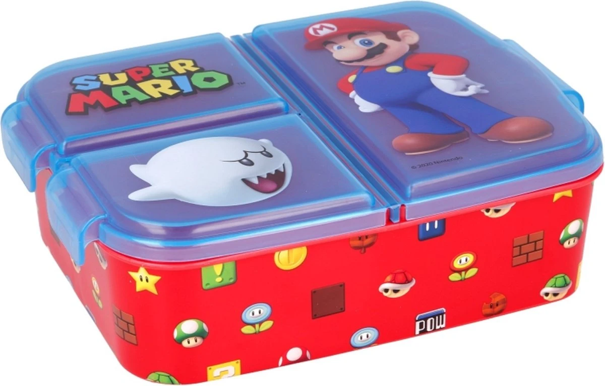 Mickey Mouse Super Mario Broodtrommel 3 Vakjes - 18x13 Cm - Brooddoos - Lunchbox 3 Mickey Mouse Super Mario Broodtrommel 3 Vakjes - 18x13 Cm - Brooddoos - Lunchbox