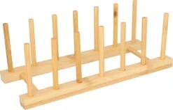 QUVIO Pannendekselhouder - Bamboe - Voor 6 Deksels - Dekselhouder - Pan Accessoires - Opbergrek - 12,5 X 29 X 10,5 Cm