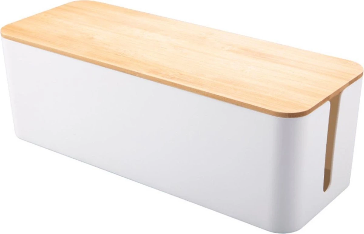 Kabelbox Met Houten Deksel - Kabeldoos - Opbergbox Stekkerdoos - Kabelbox Voor Snoeren Wegwerken - Wit - 40,5 Cm - Allteq 3 Kabelbox Met Houten Deksel - Kabeldoos - Opbergbox Stekkerdoos - Kabelbox Voor Snoeren Wegwerken - Wit - 40,5 Cm - Allteq