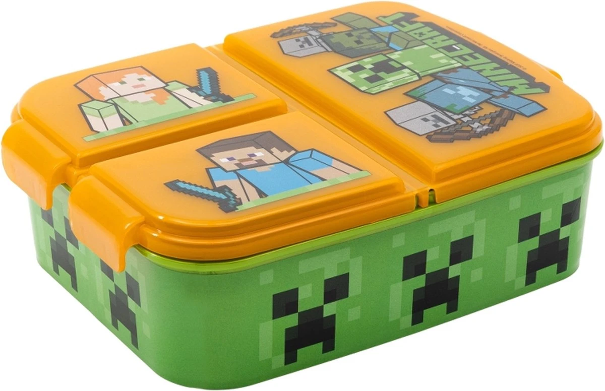Mickey Mouse Minecraft Broodtrommel 3 Vakjes - 18x13 Cm - Brooddoos - Lunchbox 3 Mickey Mouse Minecraft Broodtrommel 3 Vakjes - 18x13 Cm - Brooddoos - Lunchbox