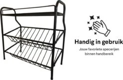 Zindoo Kruidenrek Zwart 3-laags Staand - Specerijen Rek - Kruiden Rek - Duurzaam RVS - Anti Slip Onderzijde - Specerijenstandaard – Keukenorganizer - Spice Rack - Kitchen Rack - Spice Organizer Keukenaccessoire - ZIN-SR05 -Thuisopslag 1200x784