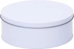 Merkloos Wit Rond Koekblik Opbergblik/bewaarblik 18 Cm - Witte Voorraadblikken/koekblikken - Snoeptrommels/koektrommels