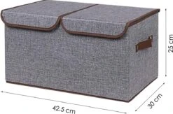 Merkloos Opbergmand Met Deksel - Grijs - Opvouwbare Opbergmand - Textiel - Opbergdoos - Organizer - Speelgoed Opbergmand - Opbergbox -Thuisopslag 1200x791 1