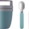 Mepal - Lunchpot + Vouwlepel Ellipse - Nordic Green - Yoghurtbeker Met Lepel - Muesli Beker To Go - Geschikt Voor Vriezer, Magnetron En Vaatwasser.