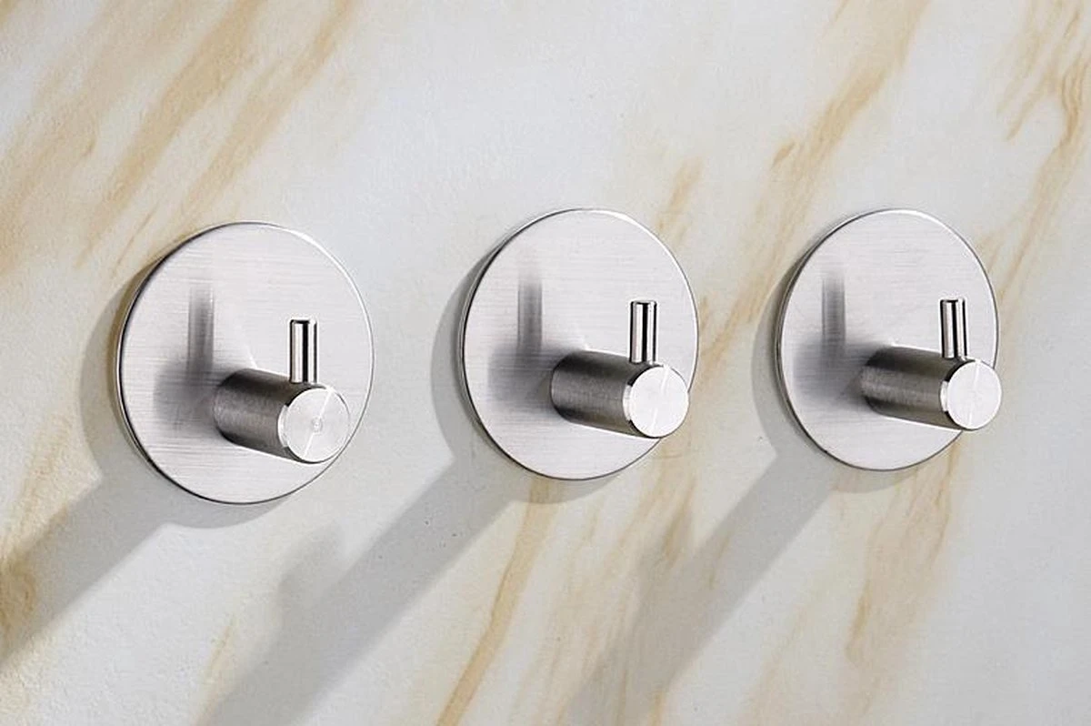 *** 3 Zelfklevende Handdoekhaakjes - Set Van 3 - Zilver Kleurig - Badkamer,Toilet Of Keuken - Handdoekhaakjes Zelfklevend - Van Heble® |*** 3 *** 3 Zelfklevende Handdoekhaakjes - Set Van 3 - Zilver Kleurig - Badkamer,Toilet Of Keuken - Handdoekhaakjes Zelfklevend - Van Heble® |***