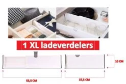 Merkloos Verstelbare Lade Verdeler Voor Keuken / Slaapkamer / Kantoor – Organizer Set Van 1 Stuks - Uitschuifbaar Van Minimaal 37,5 Tot 53,5 Cm - Kunststof Ladeverdeler – Drawer – Bestek Organizer – Drawer Organizer – Lade Organizer - Ladeverdeler Verstelbaar