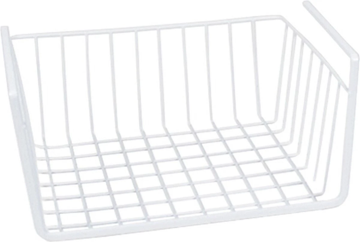 2x Stuks Opberg/opruim Hangmandje/plankmandje Wit 30 Cm Van Ijzer - Opbergmanden - Kastmandjes 4 2x Stuks Opberg/opruim Hangmandje/plankmandje Wit 30 Cm Van Ijzer - Opbergmanden - Kastmandjes - Afbeelding 2