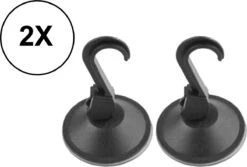 2x PD® - Zuignap Met Haak 3KG - Ophanghaken - Ophanghaakjes Zelfklevend - Haak Met Zuignap - Haak Zonder Te Boren - Zwart