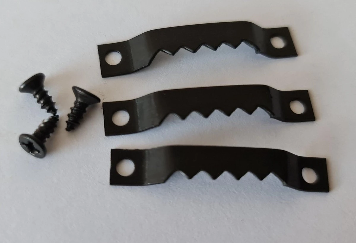 Merkloos Schilderij Haakjes + Schroeven Set - Canvas - Fotolijst - Zaagtandhangers - Zwart 4 Merkloos Schilderij Haakjes + Schroeven Set - Canvas - Fotolijst - Zaagtandhangers - Zwart - Afbeelding 2