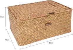 QUVIO Opbergmand - Opbergdoos - Opbergbox - Voorraaddoos - Organizer - Sorteerdoos - Met Deksel - Met Knoop - Rotan - Bruin - 29 X 19 X 12 Cm -Thuisopslag 1200x821 3