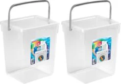 2x Stuks Opslagboxen/emmers Kunststof Met Deksel Transparant 5 Liter 20 X 17 X 23 Cm - Bewaarbak