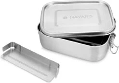 Navaris RVS Broodtrommel Met Verdeler - Meal Prep Bakje - Vershouddoos - Lunchbox - 17 X 13 X 6 Cm - Inhoud 0,8 Liter - Vaatwasbestendig -Thuisopslag 1200x834 1