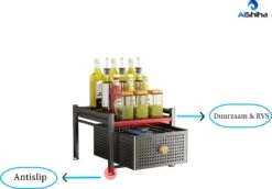 AlShiha® Organizer - Keuken Organizer - Ladekast - (Een Laag ) - Kast Organizer - Keukenrek - Gootsteenkast Organizer - Aanrecht Organiser - Bureau Organizer - Opbergrek - Keukenkast Organizer - Badkamer Organizer -Thuisopslag 1200x835 1