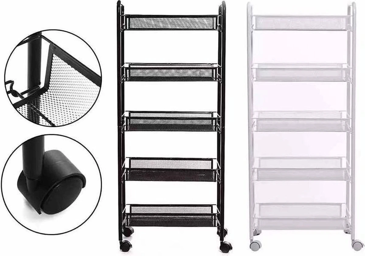 Buxibo Opbergrek 5 Laags Op Wieltjes Met Open Vakken - Opberg Rek Organizer Voor Keuken / Badkamer - Nisrek - Verrijdbare Ruimtebesparende Opbergkast Keuken / Badkamer Kast - Opbergrekje Met Wielen - Wit 7 Buxibo Opbergrek 5 Laags Op Wieltjes Met Open Vakken - Opberg Rek Organizer Voor Keuken / Badkamer - Nisrek - Verrijdbare Ruimtebesparende Opbergkast Keuken / Badkamer Kast - Opbergrekje Met Wielen - Wit - Afbeelding 5