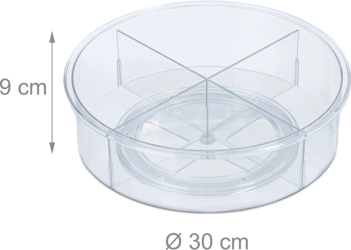 Relaxdays Koelkast Organizer - Draaiplateau - Ø: 30 Cm - Ijskast Opbergbak - Transparant 5 Relaxdays Koelkast Organizer - Draaiplateau - Ø: 30 Cm - Ijskast Opbergbak - Transparant - Afbeelding 3
