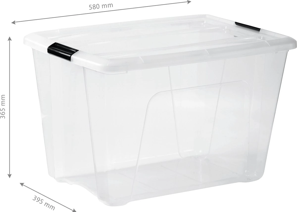 IRIS Topbox Opbergbox - 60L - 4 Stuks - Transparant/Zwart 7 IRIS Topbox Opbergbox - 60L - 4 Stuks - Transparant/Zwart - Afbeelding 5