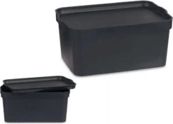 Opbergbak Met Deksel Antraciet Plastic (21 X 14,2 X 32 Cm) -Thuisopslag 1200x861 6
