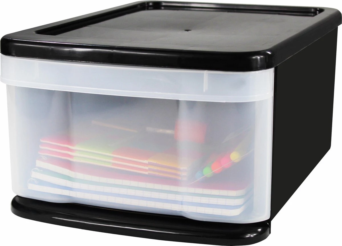 IRIS Stacking Drawer - Opberglade - 11 L - Kunstof - Zwart/Transparant - Set Van 2 6 IRIS Stacking Drawer - Opberglade - 11 L - Kunstof - Zwart/Transparant - Set Van 2 - Afbeelding 4