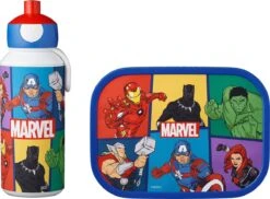 Mepal – Lunchset Campus (pu + Lb) – Pop-up Drinkfles En Broodtrommel Voor Kinderen – Avengers – Bento Box – Lekvrij