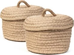 Oliva's - Jute Mandjes - Opbergmand - Opbergbakje - Opbergmandjes - 3L - Set Van 2 Stuks