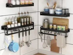 Keukenrek - Hangend Wandrek - Keuken Organizer Met Haken - Keukenplank - Roestvrij - Rheme -Thuisopslag 1200x899 54