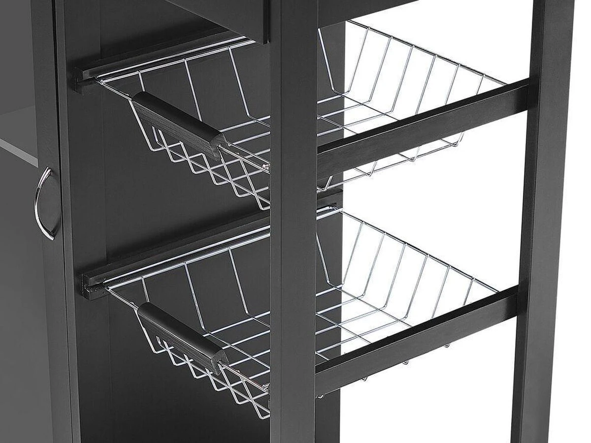 Beliani BOVES - Keukentrolley - Zwart - MDF 15 Beliani BOVES - Keukentrolley - Zwart - MDF - Afbeelding 13