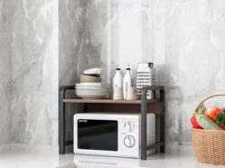 Magnetronkast – Magnetronrek - Keuken Organizer – Ovenkast – Keukenrek – Keukenkast – 35 X 54 X 36 Cm - Donker Hout