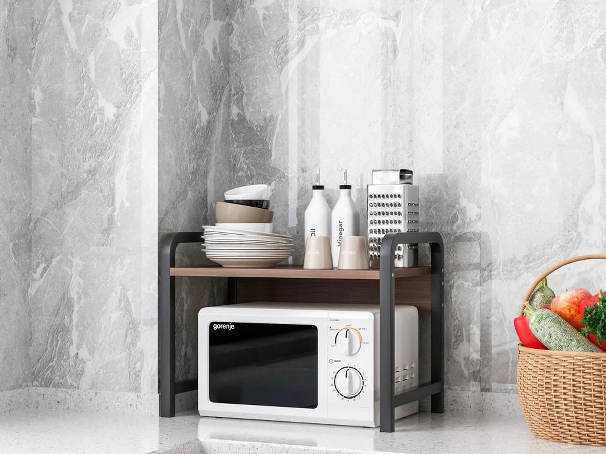 Magnetronkast – Magnetronrek - Keuken Organizer – Ovenkast – Keukenrek – Keukenkast – 35 X 54 X 36 Cm - Donker Hout 3 Magnetronkast – Magnetronrek - Keuken Organizer – Ovenkast – Keukenrek – Keukenkast – 35 X 54 X 36 Cm - Donker Hout