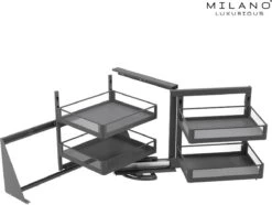 Milano Luxurious® Magic Corner - Hoek Keukenkast Organizer- Uitschuiflades - 4 Plateaus, 2 Levels - 48 X 87 X 58 Cm - Deurbreedte 40 Cm – Antraciet -Thuisopslag 1200x905 4